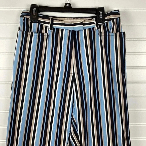 INC International Concept Stretchy Blue, cream& Tan Striped Pants Size 4 - Picture 2 of 5